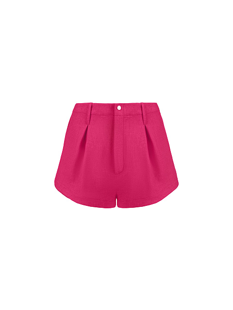 Pink Linen Blouse and Shorts Set, 3