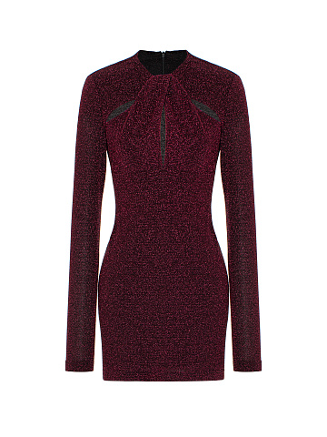 Bordeaux Lurex Mini Dress, 1