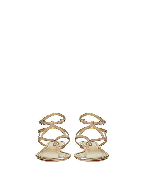 Beige & Gold Suede Sandals, 2