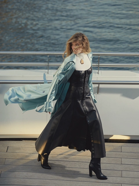 Black Leather Midi Dress, 4