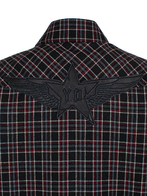 Black Checkered Wool & Shearling Jacket, 4