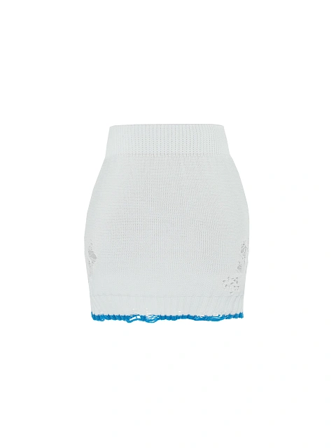 White Jersey Sweater & Mini Skirt Set, 3