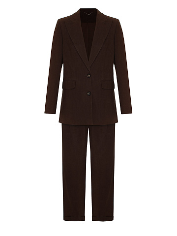 Brown cotton suit with embroidery on the back, 1