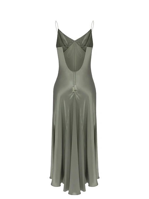 Grey Silk Midi Dress & Jacket Set, 4