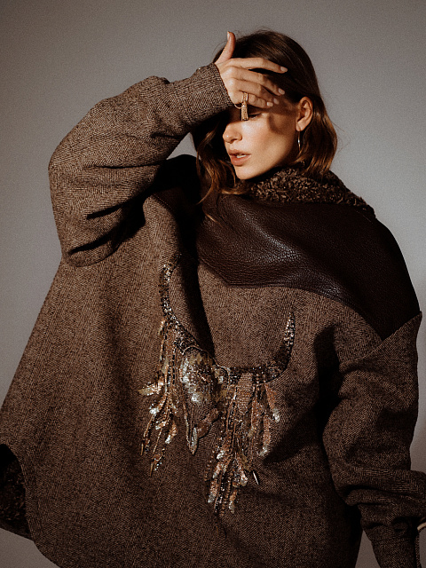 Brown Wool & Astrakhan Fur Jacket, 7