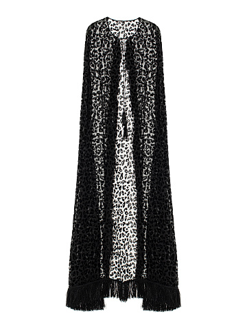 Black Leopard Print Chiffon Cape, 2