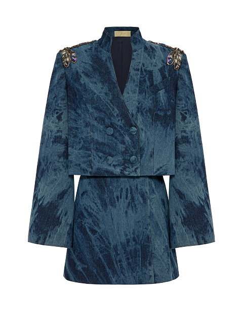 Blue Denim Tie-Dye Jacket & Skirt, 1
