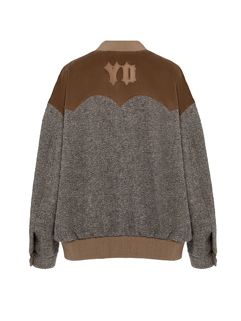 Grey Lurex Boucle Wool Bomber Jacket, 7