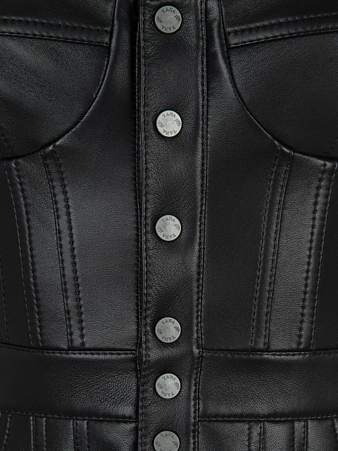 Black Leather Midi Dress, 3