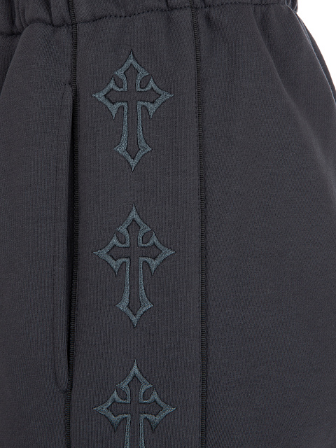 Dark Grey Embroidered Cross Jersey Set, 6