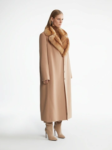 Beige Sable Fur & Cashmere Coat, 2