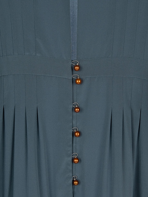 Dark Grey Silk Mink Fur Trim Midi Dress, 4