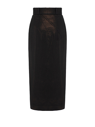 Black Denim Lurex Pencil Skirt, 2
