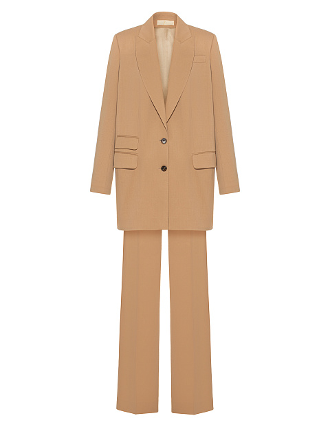 Beige Long Blazer Suit, 2