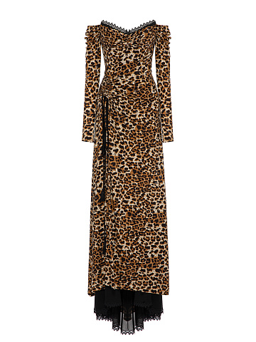 Leopard Lace Trim Maxi Dress, 1