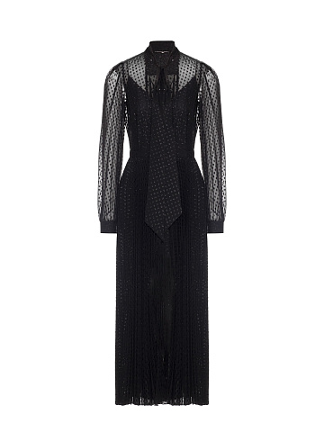 Black Chiffon Midi Dress, 1