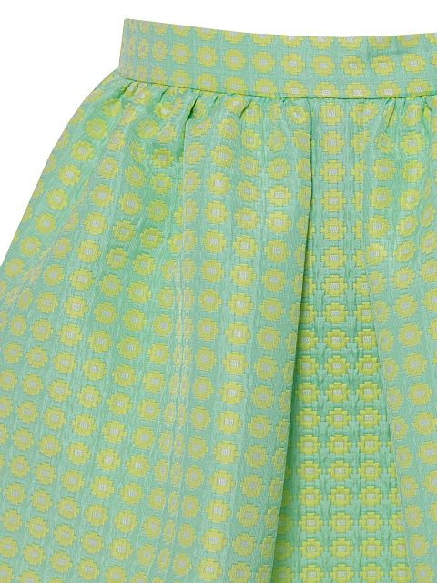 Lime Green Jacquard Top & Mini Skirt Set, 5