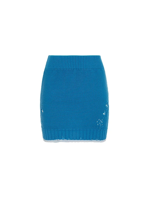 Bright Blue Jersey Sweater & Mini Skirt Set, 3