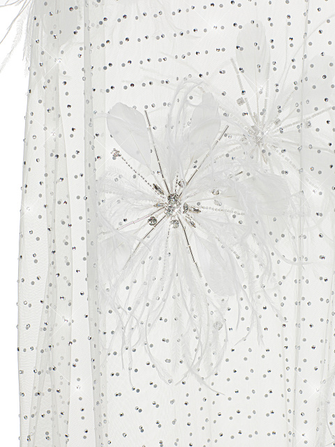 White Feather & Rhinestone Mesh Cape, 3