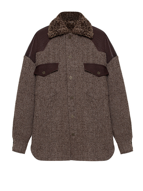 Brown Wool & Astrakhan Fur Jacket, 1