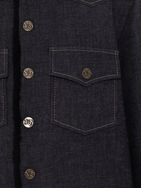Navy Shearling Lined Denim Jacket, 3