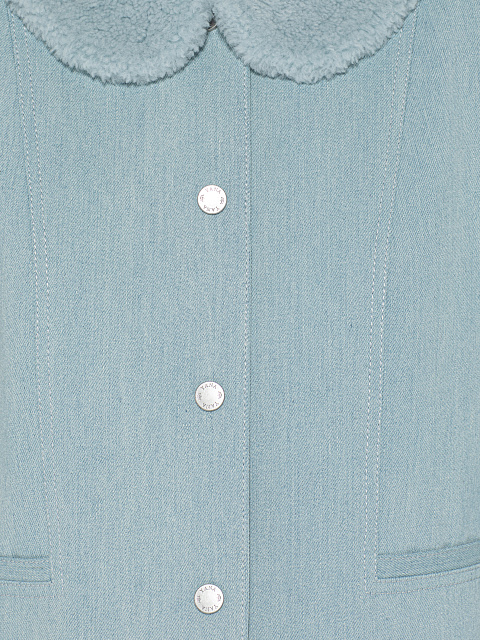 Light Blue Denim Midi Skirt Suit, 4