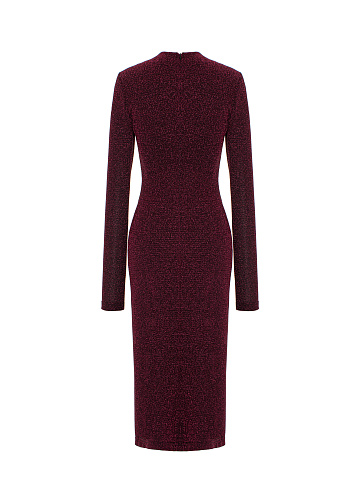 Bordeaux Lurex Jersey Midi Dress, 2