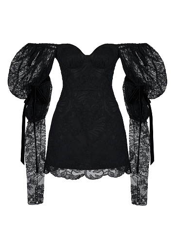 Black Lace Mini Dress, 1