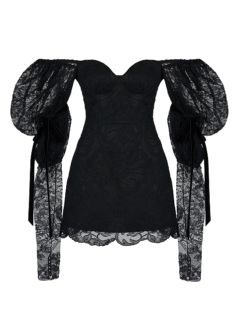 Black Lace Mini Dress, 1