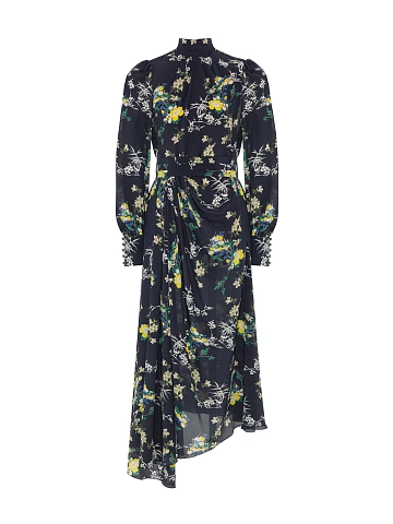 Navy Floral Midi Dress, 1