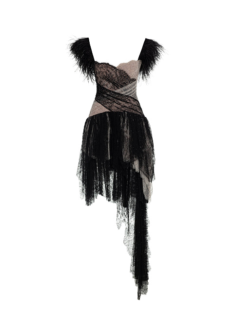 Beige & Black Mini Dress, 1