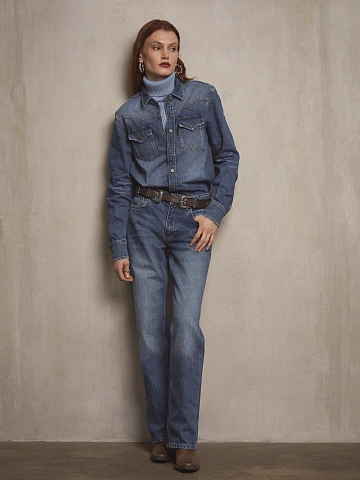 Blue Straight Leg Jeans, 2