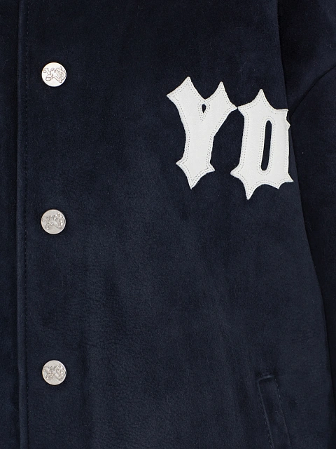 Blue Oversized Shearling Bomber Jacket, 3
