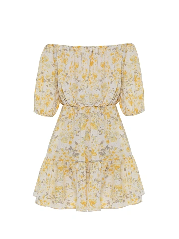 Mini dress with yellow floral print, 2