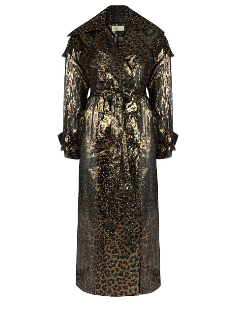 Leopard Printed Silk Trench Coat, 2