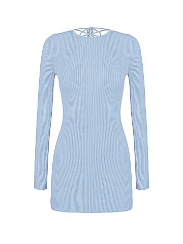 Light Blue Rib Knit Mini Dress, 1