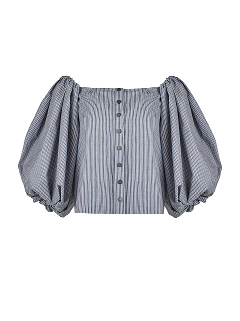 Grey Striped Balloon Sleeve Top, 1 Grey Striped Balloon Sleeve Top, 1