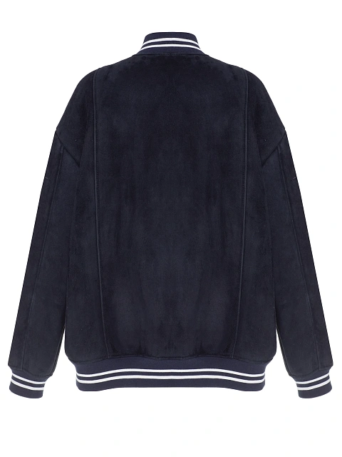 Blue Oversized Shearling Bomber Jacket, 2