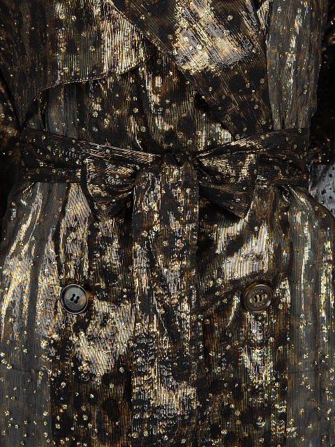 Leopard Printed Silk Trench Coat, 4