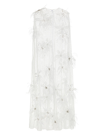 White Feather & Rhinestone Mesh Cape, 2