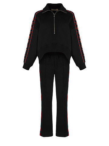 Black & Hot Pink YD Embroidered Jersey Suit, 1