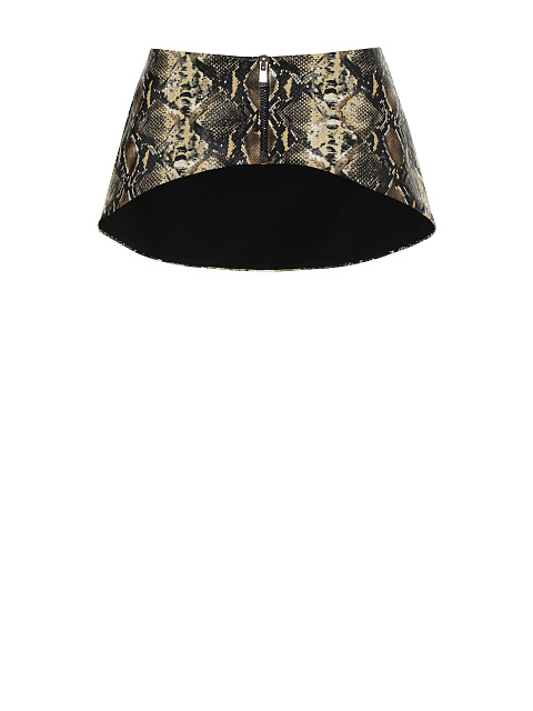 Beige faux leather peplum belt with snakeskin print, 1