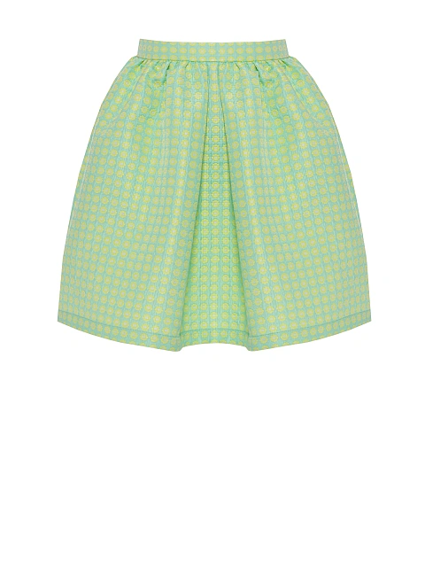 Lime Green Jacquard Top & Mini Skirt Set, 4