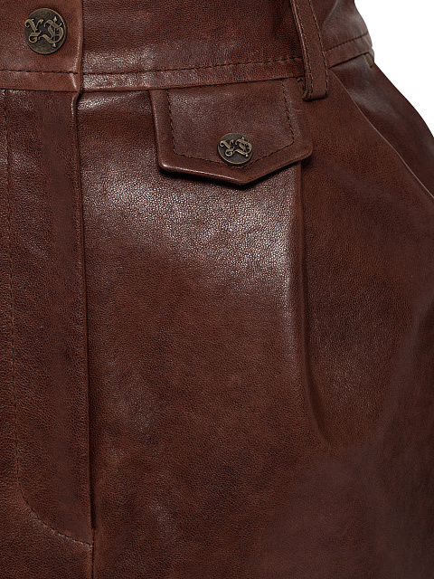 Brown Leather Skirt Suit, 7