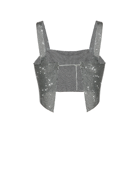 Black Rhinestones Crop Top, 2