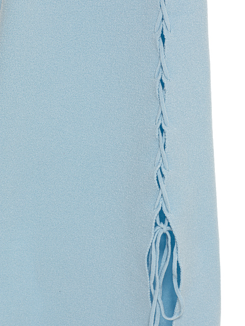 Light Blue Lace Up Jersey Midi Dress, 4