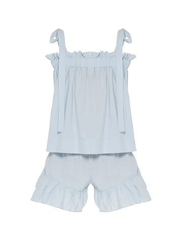 Light blue set with tie top and ruffled shorts, 2