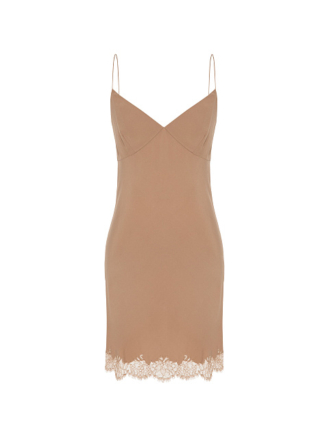 Beige silk lace mini dress, 1