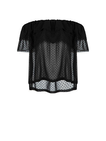 Black Chiffon Off Shoulder Top, 1