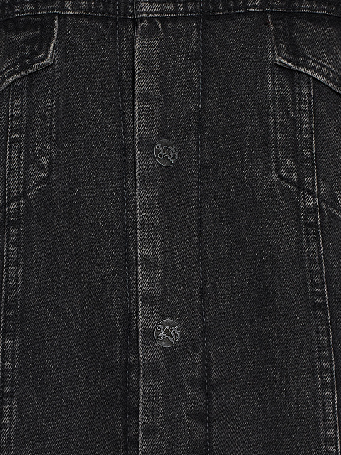 Black Embroidered Denim & Astrakhan Fur Jacket, 4